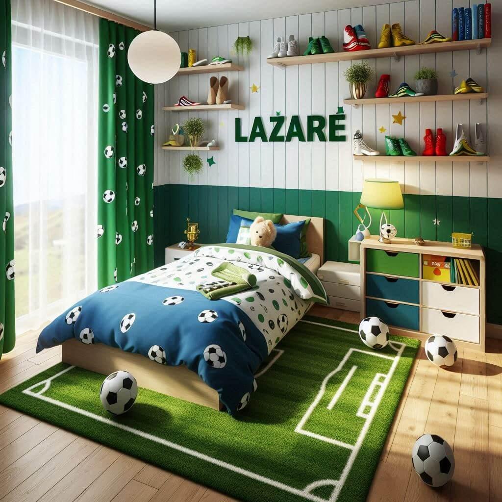 chambre enfant theme foot, prenom lazare