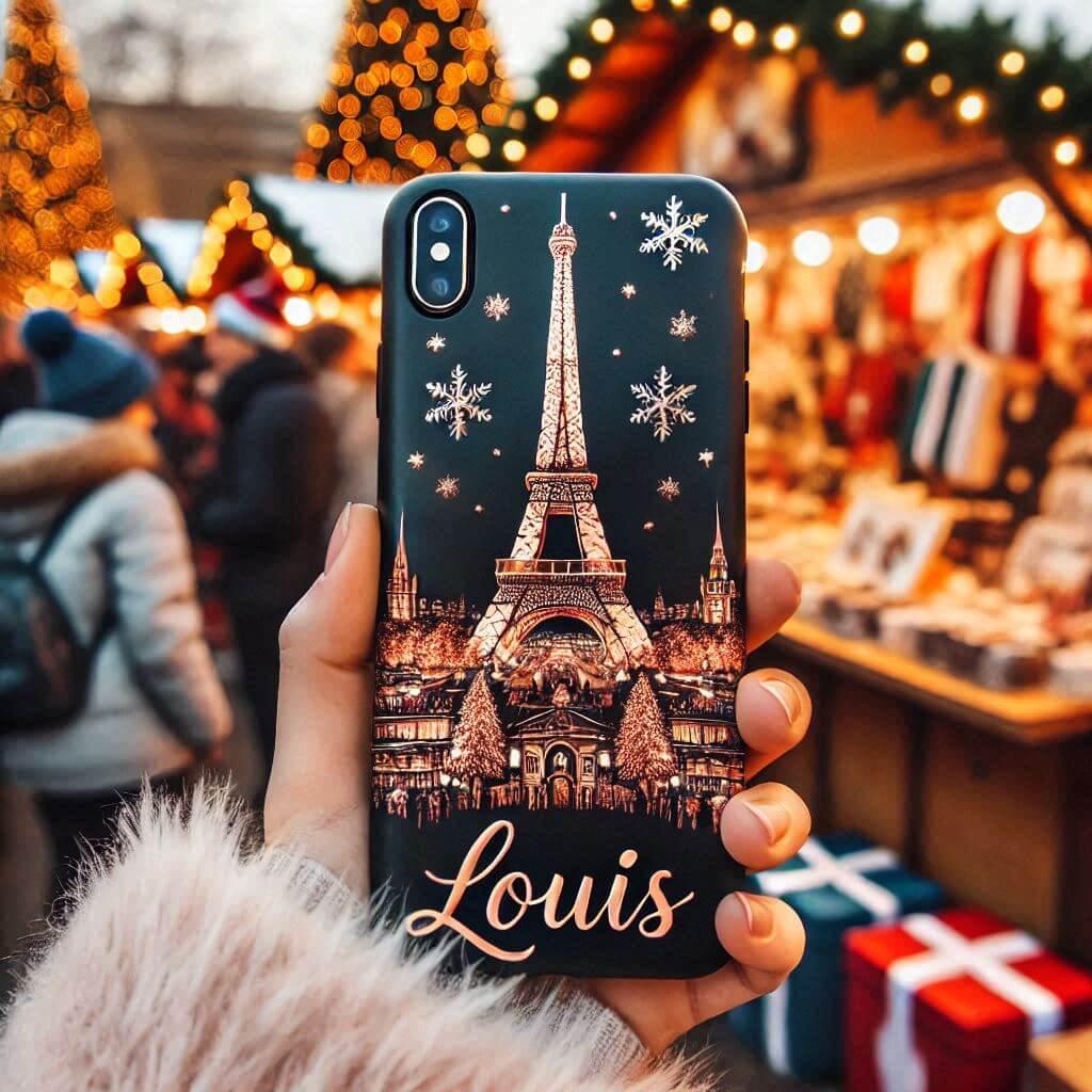 Une coque de telephone avec le prenom louis