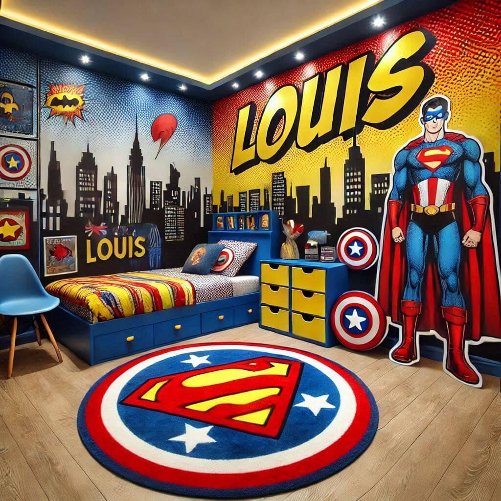 Une deco de chambre sur le theme super heros prenom louis