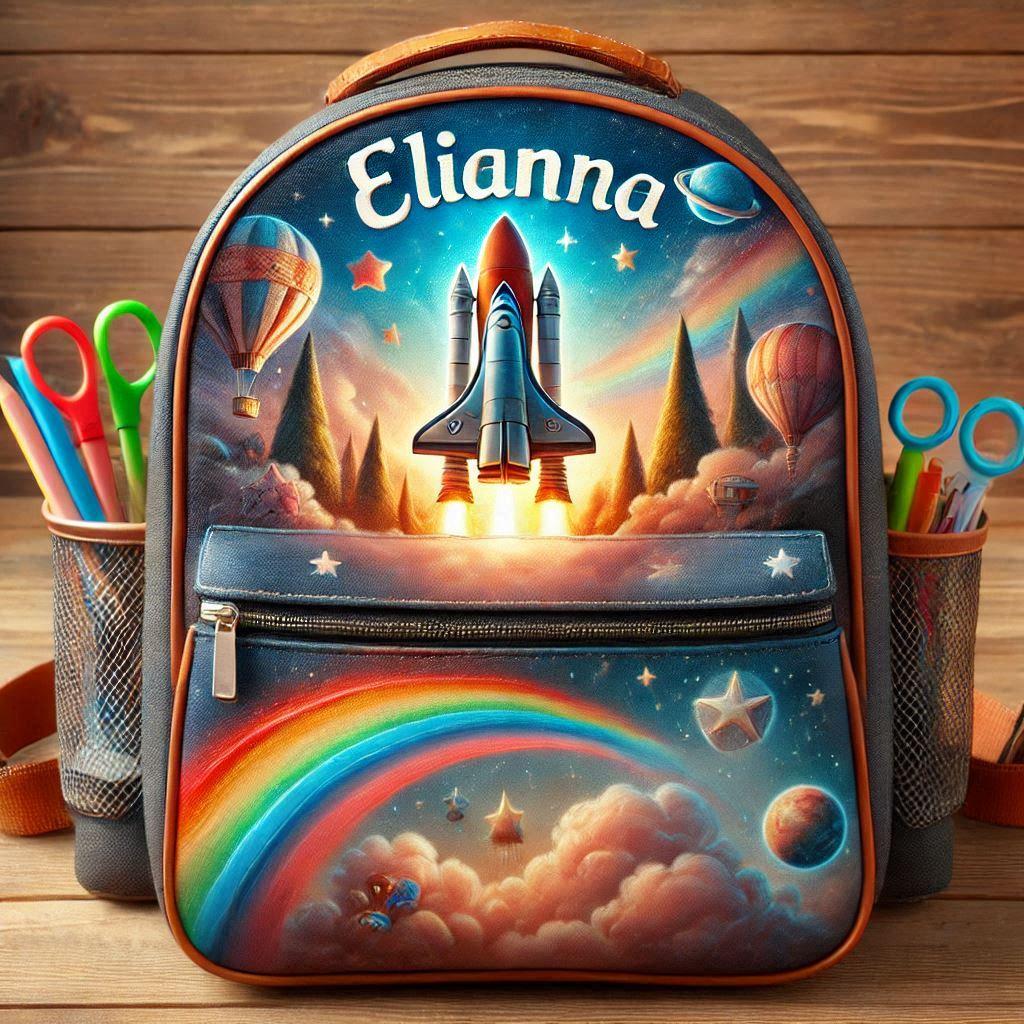 Une image realiste avec ecrit elianna sur un cartable denfant