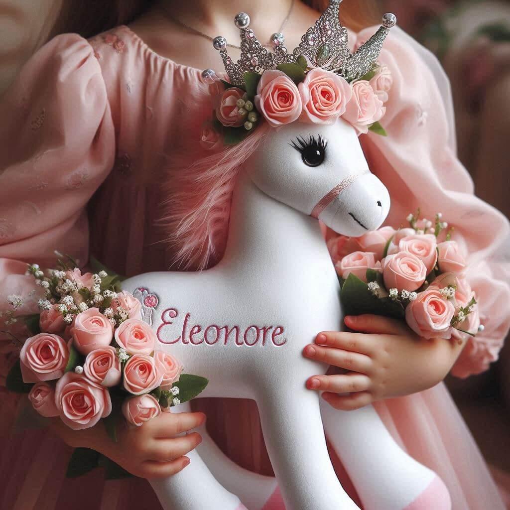 belle peluche cheval avec le prenom eleonore