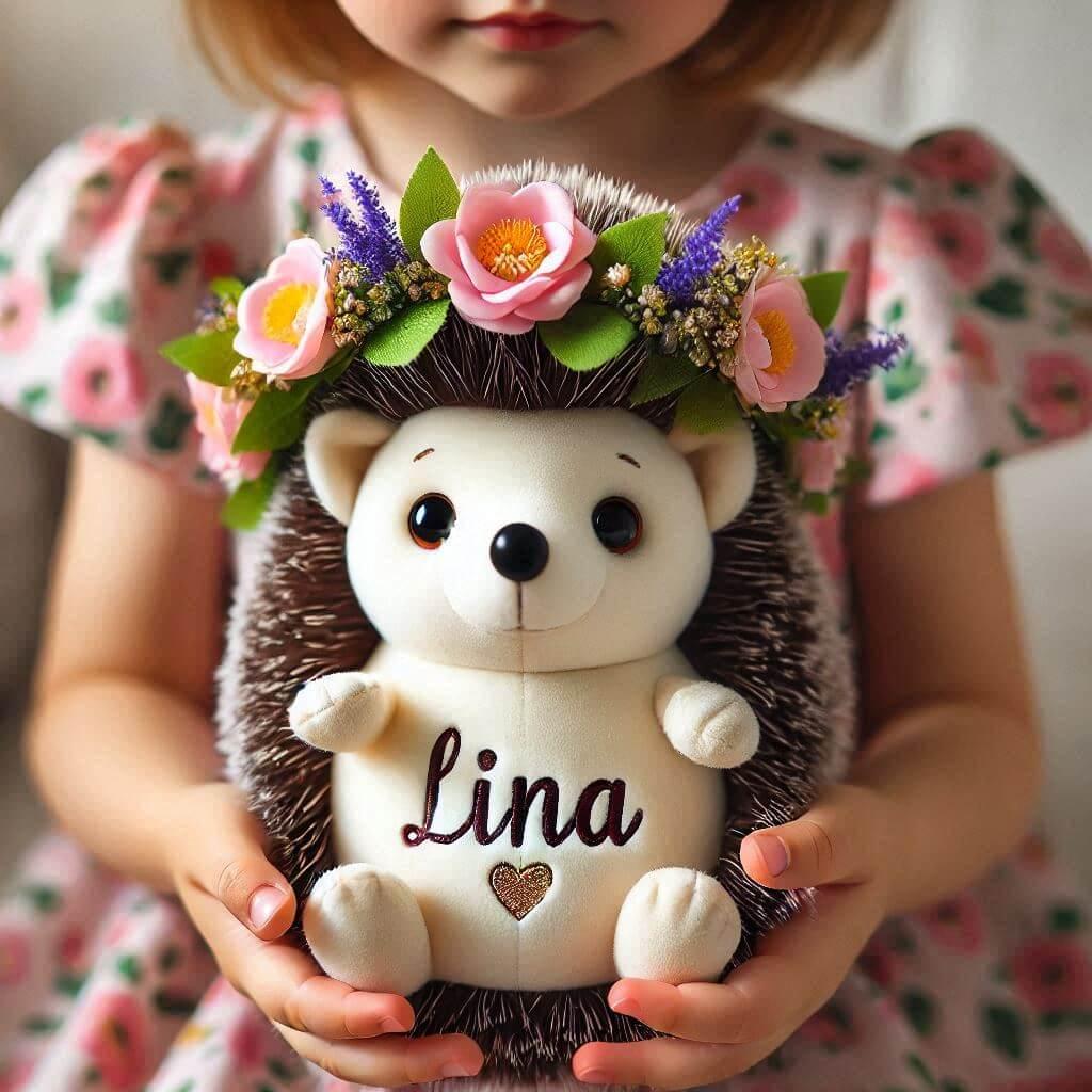 lina-prenom-fille-peluche-herisson