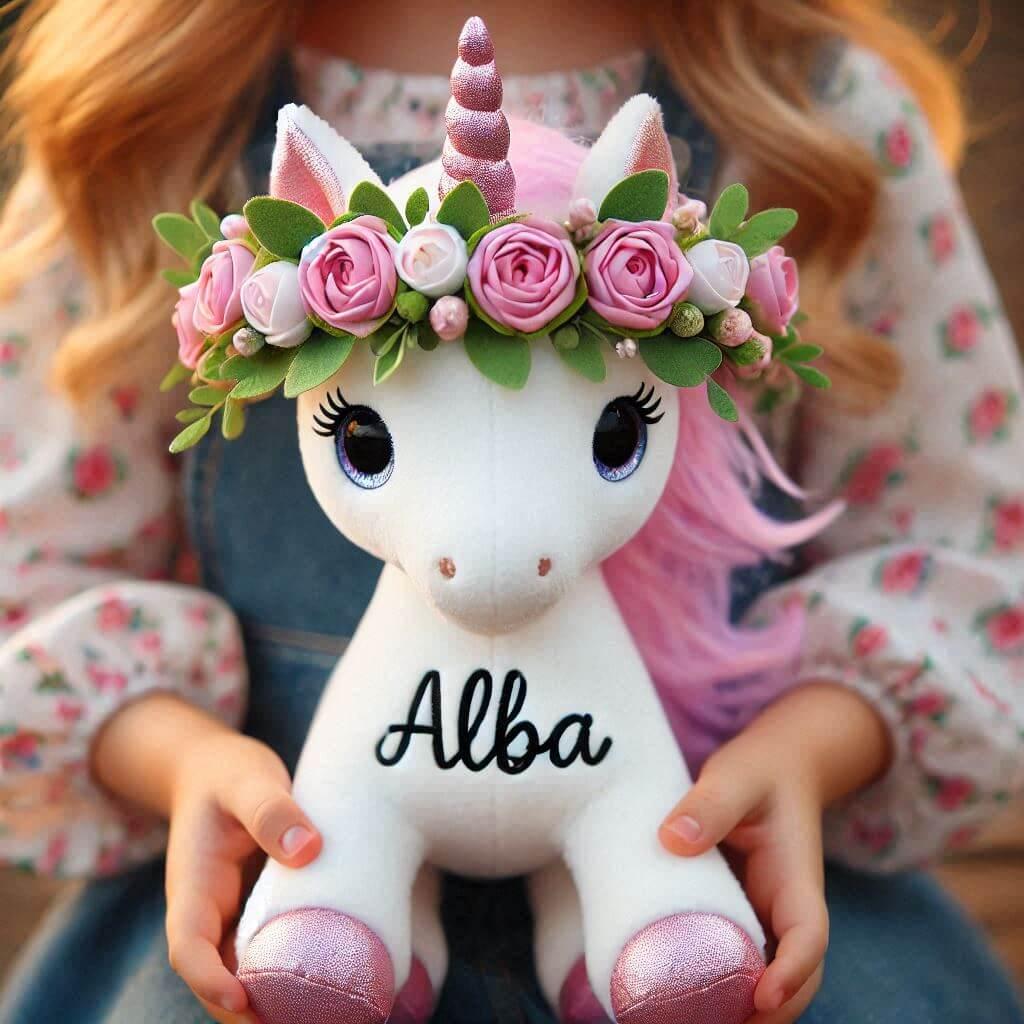 prénom alba peluche licorne personnalisee