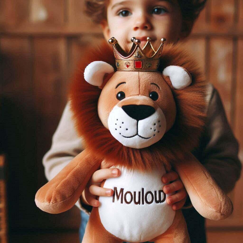 peluche lion avec le prenom mouloud