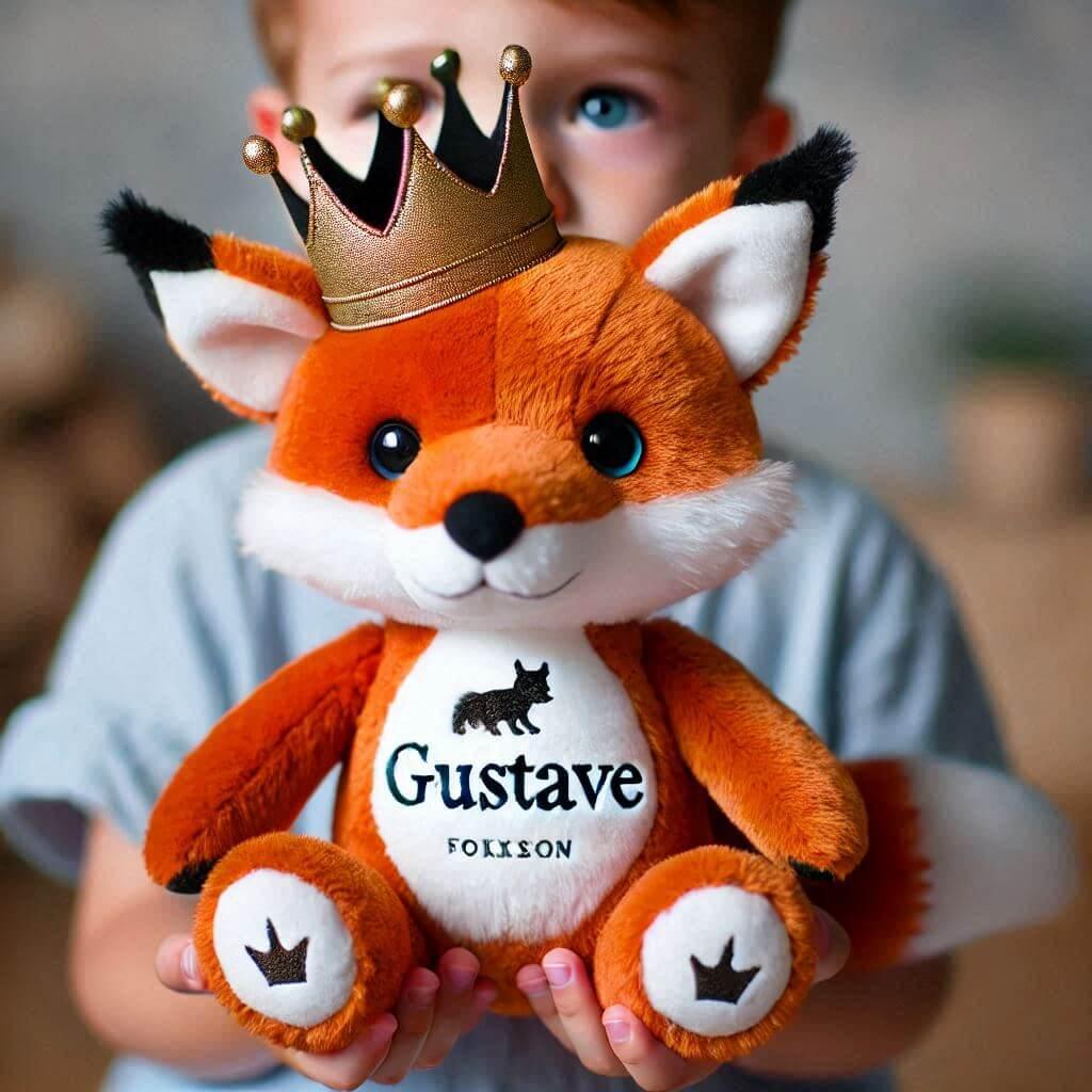 peluche renard personnalisée avec le prénom Gustave