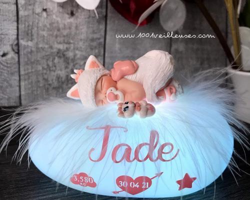 veilleuse bébé fille cadeau de naissance personnalisé thème marie aristochats - cadeau bebe original