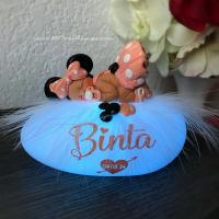 Newborn birth gift for girl - original and rare - handmade creation - baby night light Minnie with cuddly toy